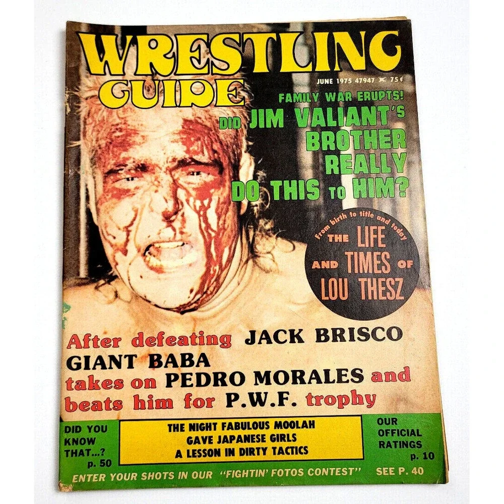 WRESTLING GUIDE - JUNE 1975 - JACK BRISCO / FABULOUS MOOLAH /‎ MORALES / SHEIK